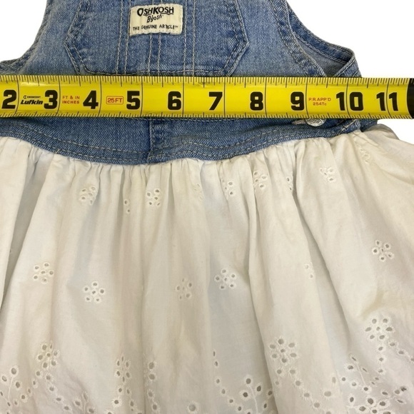 Oshkosh B'gosh Tiered Bib Style Overall Dress Denim and Eyelet Blue White 18 mo - Picture 11 of 14